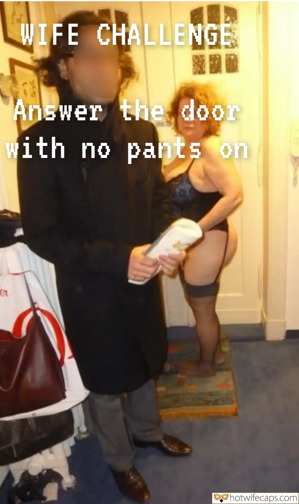 Wife Sharing Submitted by Users 🔥 Cheating Bull Bottomless Bigger Cock hotwife caption: Wife bends over, bare-assed, ready for her husband's cock. No pants, no hesitation. Raw, intense submission in a power play. Wife’s Naked Challenge: Open the Door Without Pants