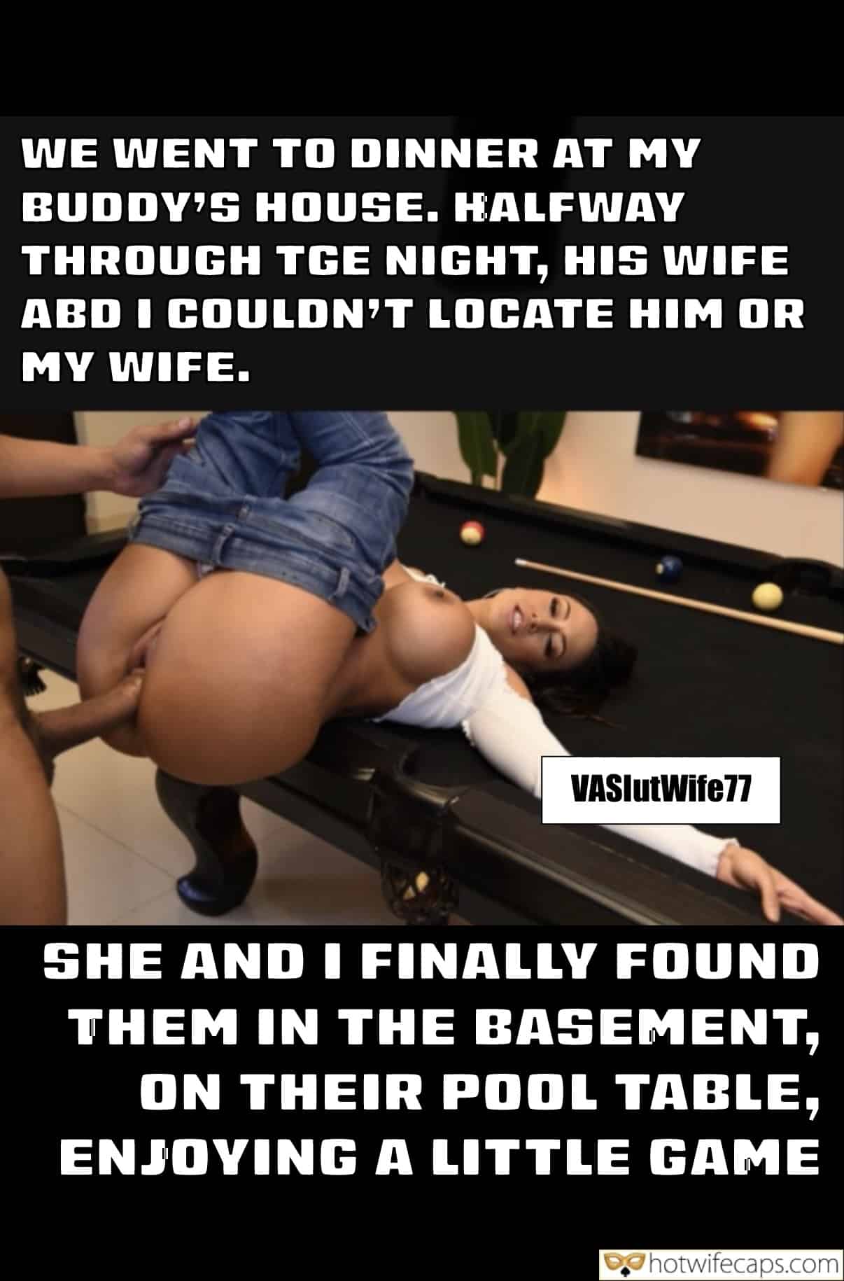 wifesharing submitted by users friends cum dump cuckold stories  hotwife caption Midnight Pool Table Adventure with the Hotwife