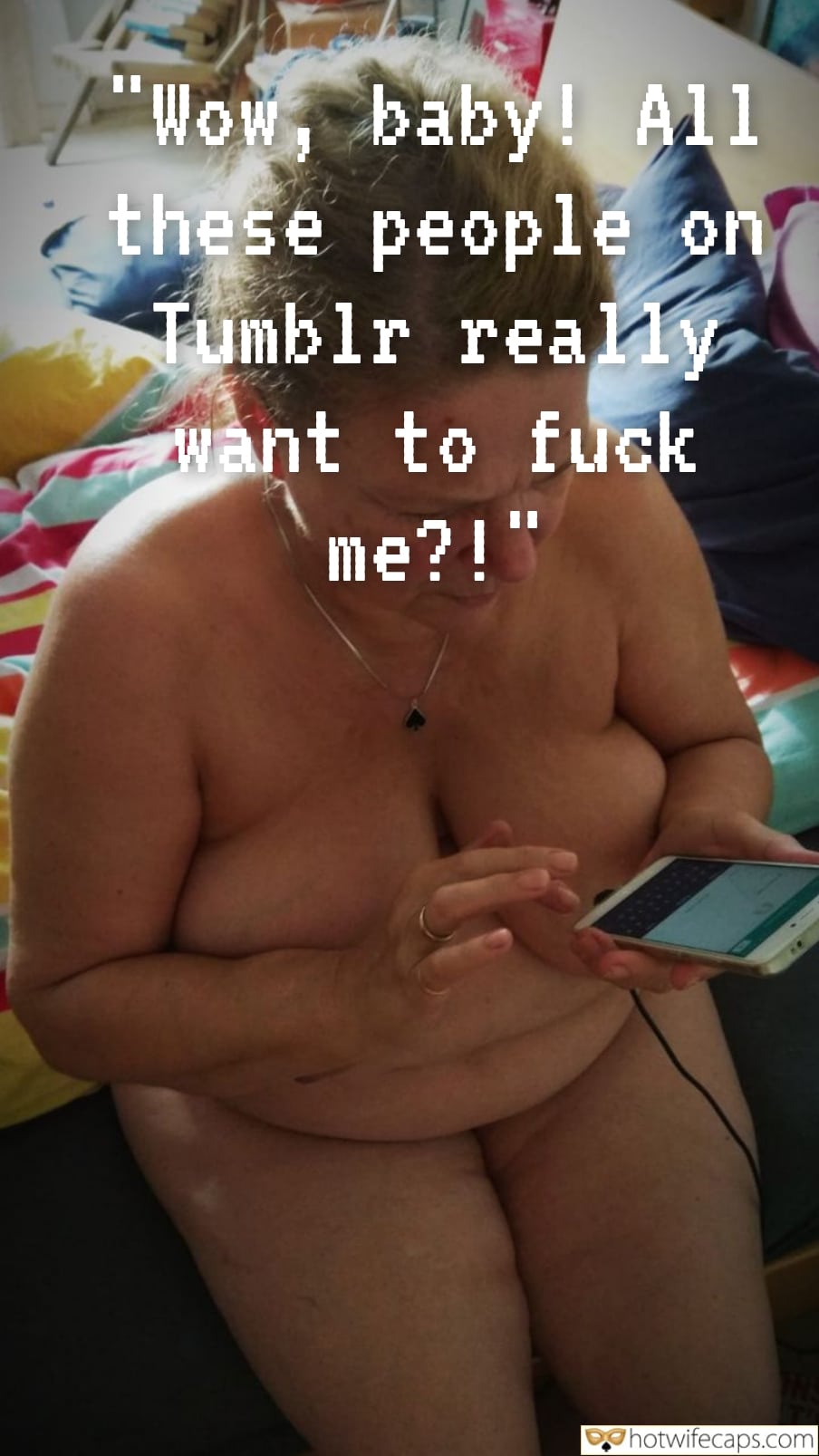 Wife Sharing Submitted by Users 🔥 Cuckold Stories Cheating Bull hotwife caption: A hotwife sits in her bedroom, scrolling through explicit offers on Tumblr, imagining the cock she could be riding. Her thick body drives men wild with desire. Hotwife’s Bedroom Confession: Tumblr Bull’s Wild Offers