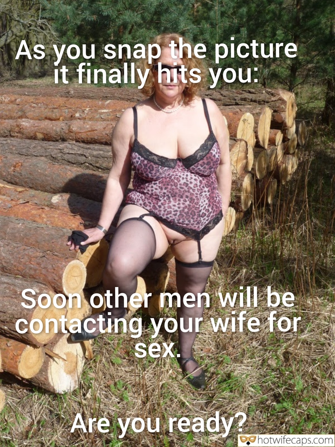 Wife Sharing Submitted by Users 🔥 Friends Cuckold Stories Cheating Bull Bottomless Boss hotwife caption: A cuckold husband watches his wife pose seductively in the woods, wearing a leopard-print teddy and stockings, as he imagines other men desiring her. Cuckold’s Dread: Watching Her Tease in the Woods