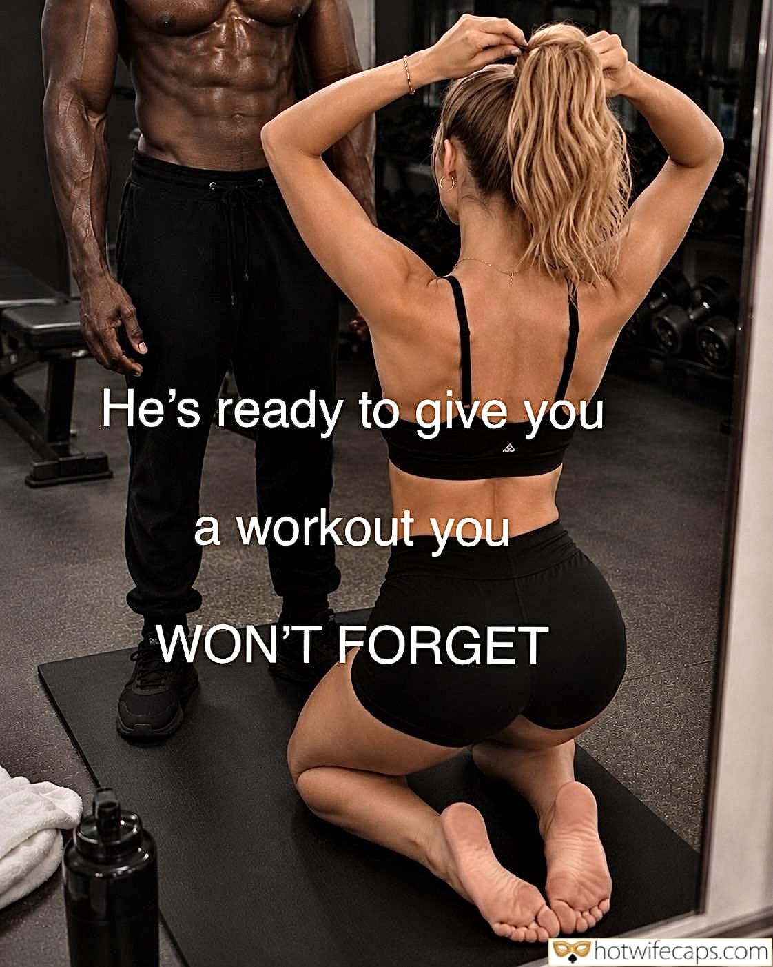 submitted by users cuckold humiliation cuckold feet cheating captions cuckold bull blowjob bbc cuckold captions  hotwife caption Sweaty Gym Session: A Sissys Submission
