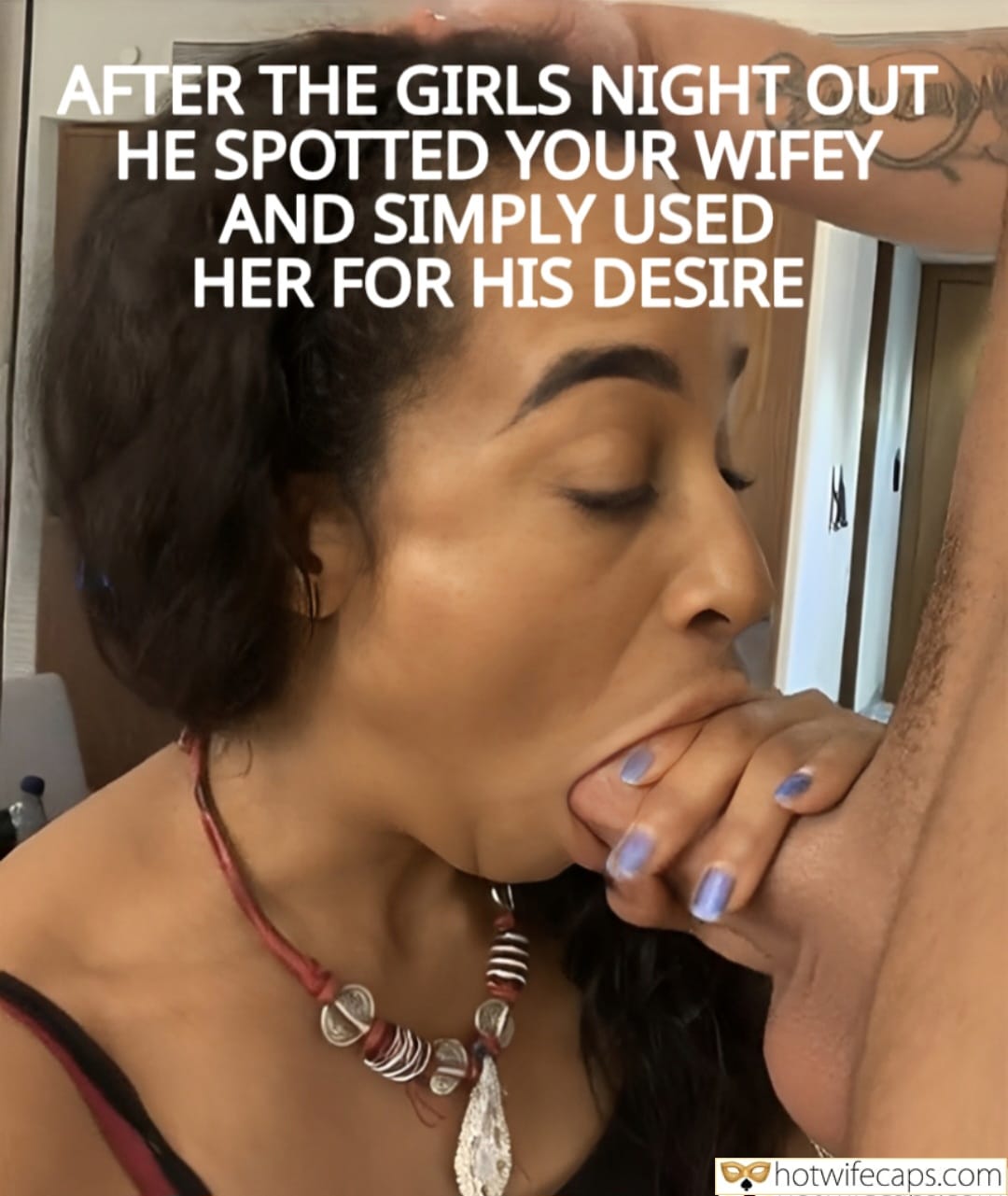 submitted by users too big cheating captions boss cuckold  hotwife caption Hotwife Sucks Strangers Cock After Girls Night Out